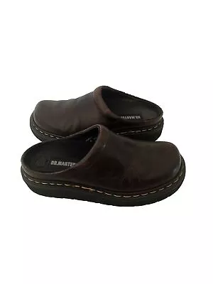 DR. MARTENS Y2K Vintage Brown Leather Slides Clogs Mules US 7 Ladies NICE • $79.99