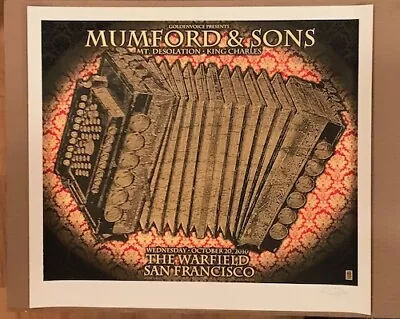 Mumford & Sons Warfield Theatre SF CA. October 21 2010 Poster Chuck Sperry Rare • $320