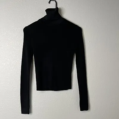 $23 • Buy New Zara Women's Black Long Sleeve Knit Turtleneck Top Size Small