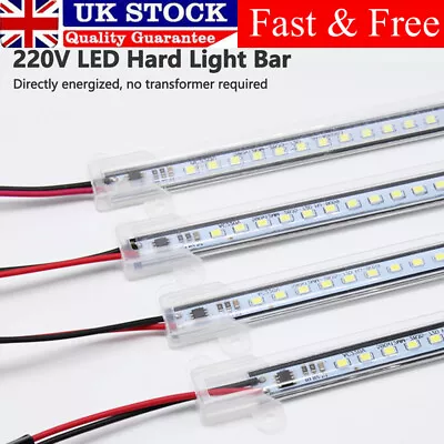 30/40/50cm 220V LED Hard Light Bar Tube Strip Lights Under Cabinet Wardrobe Lamp • £10.95