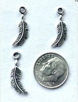 Vintage Sterling Silver Feather Charms Two-Sided Pkg Of 3 • $15