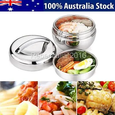 $19.57 • Buy Stainless Steel Thermo Insulated Thermal Lunch Bento Box Round Food Container