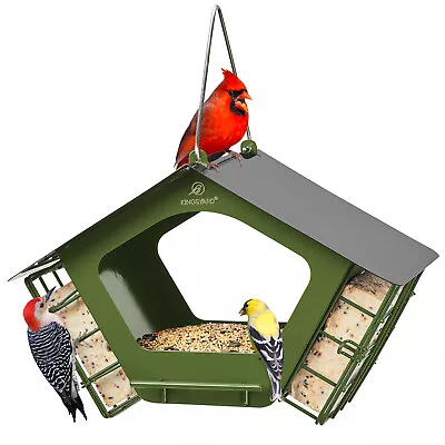 Kingsyard Chewproof Wild Bird Feeder 2 In 1 Seed Feeder Double Suet Cake Feeder • $29.99