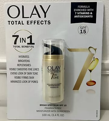 Olay 7 In 1 Total Benefits Moisturizer With Sunscreen. SPF 15 3.4oz /100ml. • $34.98