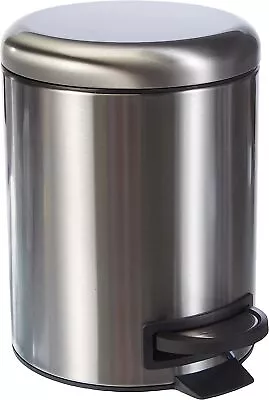 Amazon Basics Round Pedal Trash Bin Stainless Steel 1.3 Gal / 5L • $20.69