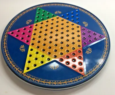 Vintage Tin Metal Chinese Checkers / Checkers/chess Round Game Board • $10.50