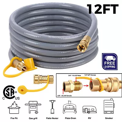 12FT Quick Connect NP LP Gas Hose 1/2  Convert To 3/8  Female BBQ Grill Heater • $39.99