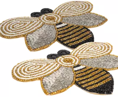 Honey Bee Queen Bee Bubble Bees Save The Bees  Beaded  Coasters Chargers Set 2 • £26.95