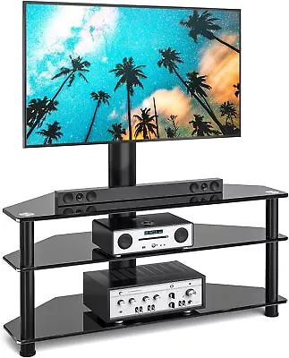 Swivel Glass TV Stand Mount For 32-70 Inch Flat Or Curved Screen TV Up To 110lb • $137.99