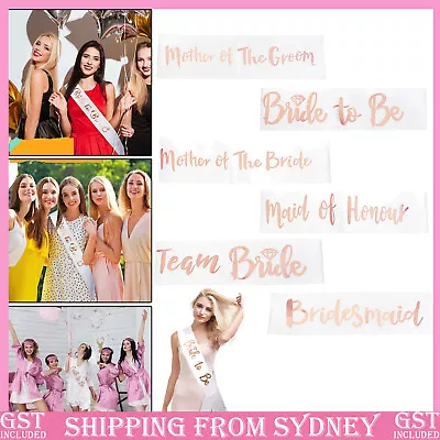 White Rose Gold Team Bride Hens Party Sash Sashes Girls Do Night Bachelorette AU • $4.38