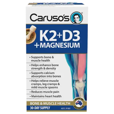 Caruso's K2 + D3 + Magnesium 30 Day Supply Bone & Muscle Health Vitamin K2 D3 • $33.57