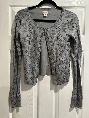 MOSSIMO Women's Gray Button-Up Long Sleeve Cotton Cardigan Sweater - Size M • $8.99