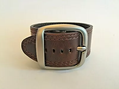 Hadley-Roma 18mm & 20mm  Brown Leather X-Wide Military Style Cuff Watch Band 912 • $23.96