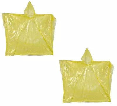 (2) Emergency Rain Poncho Survival Clear Yellow Raincoat Doomsday EDC Pack Gear • $7.99