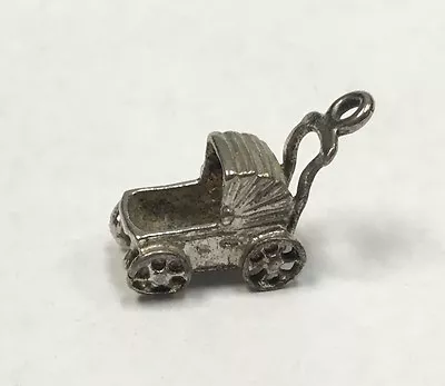 Vintage Sterling Silver Baby Carriage Bracelet Charm Stroller Shower Gift • $32.04