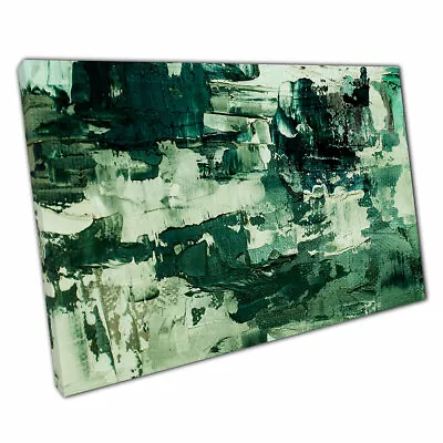 Brushstroke Palette Knife Abstract Contemporary Natural Green Tones Print Canvas • £9.70