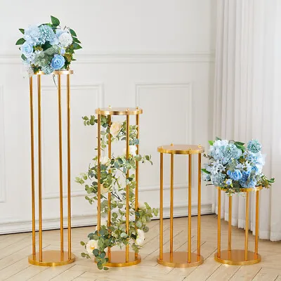 Gold Metal Flower Pillar Rack Cake Stand Wedding Party Table 40 60 80 100cm Tall • £19.95