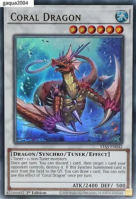 YuGiOh Coral Dragon STAS-EN042 Ultra Rare 1st Edition • £3.15