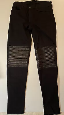 J Brand Nicola Womens Black Lamb Leather Knee Skinny Stretch Jeans 29 • $8.99