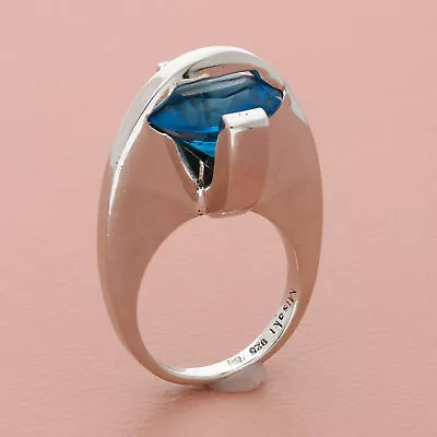 Misaki Sterling Silver Modernist Blue Cz Ring Size 8.5 • $80