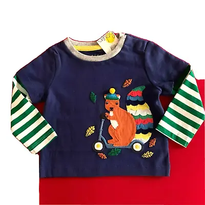 Mini Boden Cotton  FUN APPLIQUE  Long Sleeve Shirt. 3-6 Months. Great Gift! • $19.99