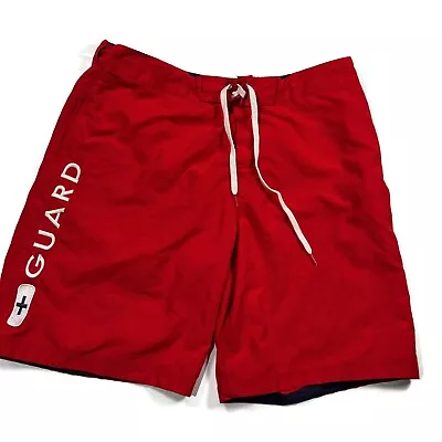 Speedo Lifeguard Swim Trunks Board Shorts Red Mens Large Lined • $8.99