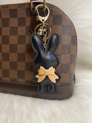 Bunny Bag Charm Keychain Purse Charm Rabbit Key Ring Key Fob Black New • $14.99