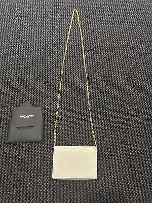 New With Authenticity Card Saint Laurent Mini Leather Chain Bag Cream • $52