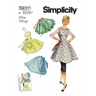 Simplicity Sewing Pattern Craft 9311 Misses Full & Half Aprons Vintage 1950 S  • $16.50