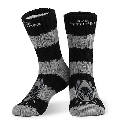 Marvel Fluffy Socks Mens Slipper Socks Black Panther Knitted Socks • £14.99