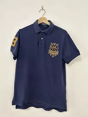 $55 • Buy POLO RALPH LAUREN MENS NAVY BLUE POLO SHIRT - Sz M Custom Slim Summer 3 Emblem