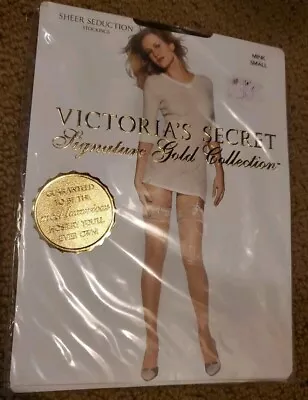 Victorias Secret Signature Gold Collection Sheer Seduction Stockings Mink Small • $6.49