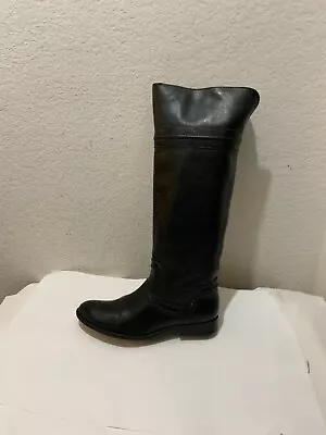 Frye Melissa Trapunto Tall Black Leather Riding Boots Pull On 76442 Womens 7.5 B • $75