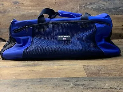 Vintage 1990’s Polo Sport Ralph Lauren Blue Duffel Gym Travel Bag • $59