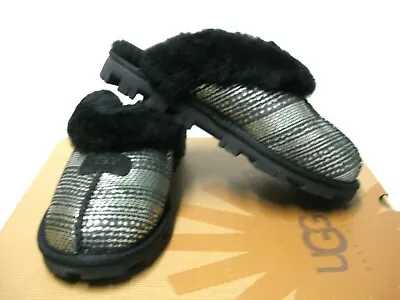 Ugg Coquette Mettalic Women Slippers Suede Black Us 7 /uk 5.5 /eu 38 /jp 24 • $119.99