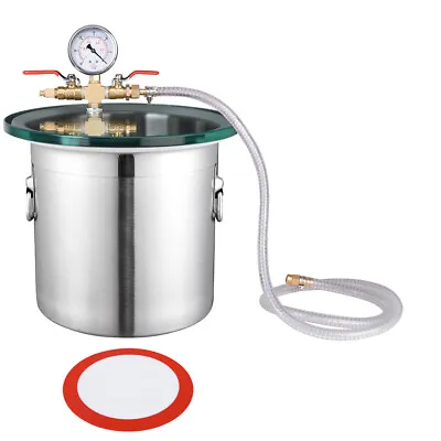 $99.90 • Buy Stainless Steel Vacuum Chamber Glass Lid Set 3 Gallon Degassing Silicone Epoxies