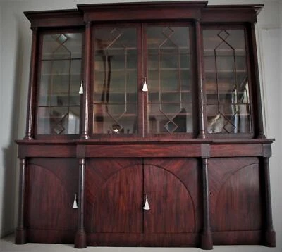 $16800 • Buy Antique George Iii 8 Door Flame Mahogany Breakfront Bookcase Astral Glazed C1800