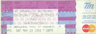 1998 Bob Dylan Joni Mitchell Van Morrison Full Complete Ticket Stub Anaheim CA • $14.99