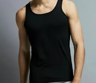  MENS VEST 8 Colours S-5XL Cotton TANK TOP SUMMER TRAINING GYM TOPS PACK PLAIN • £3.80