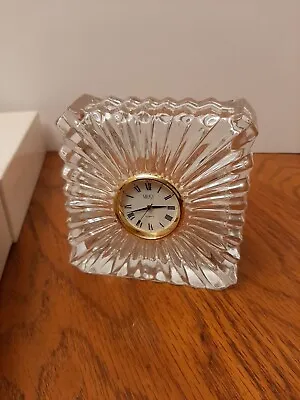 MIKASA  Ribbed Clear Crystal Glass Desk Clock Square 3.5  In Original Box • $9.95