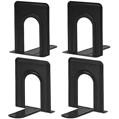 4 Piece Metal Library Bookends Book Support Organizer Bookends Shelves Office U • $15.25