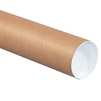 Pack Of 24 Brown Kraft Mailing Tubes 3x18  Secure Caps For Shipping • $59.26