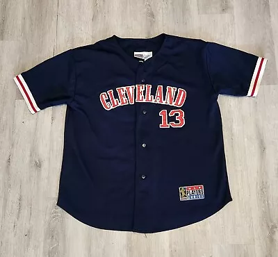 Vintage Cleveland Indians Jersey Men's Large Omar Vizquel MLB Baseball Gaurdians • $24.95