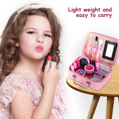 $35.69 • Buy 26pcs Kids Makeup Kit Real Cosmetic Toys Set Pink Unicorn Box Pretend Play Set*