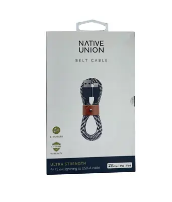 Native Union Ultra Strength Belt Cable  (1.2M) Zebra MFI Lightning To USB-A • £12.99