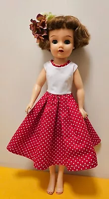 Beautiful Red/ White Top White Dots Sleeveless Dress For Miss Revlon 19 /20 Doll • $30