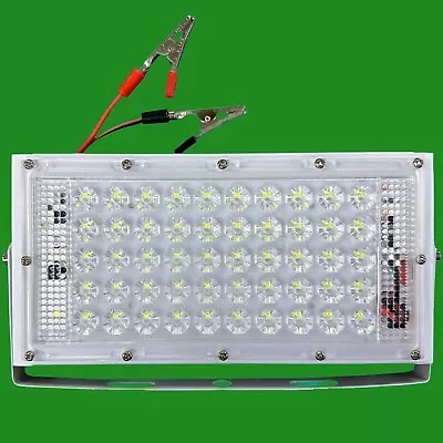 50W LED Floodlight 12V-85V DC Emergency Security Light Crocodile Clips 3m Cables • £14.99