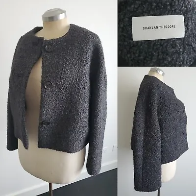 $125 • Buy Scanlan Theodore Grey Wool Collarless Swing  Jacket M 8 10 12