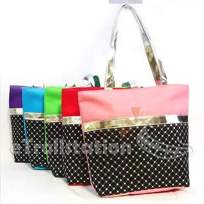 Stylish Girls Kids Nylon Dance Tote Bag Laser Sequined Silver Metallic Sequin • $12.99