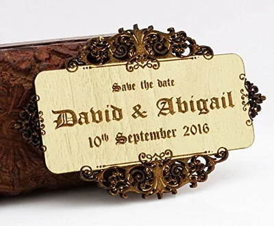 $47.29 • Buy Personalized Engraved Wood Magnets 10 Rustic Wedding Save The Date-zyI